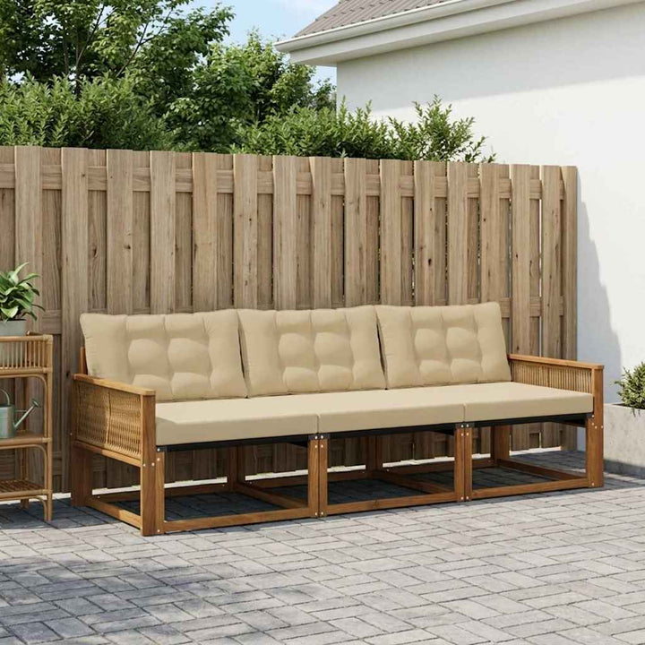 Udendørs sofagruppe med pude 3 pcs Naturlig og Beige