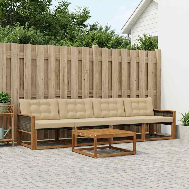 Udendørs sofagruppe med pude 5 pcs Naturlig og Beige
