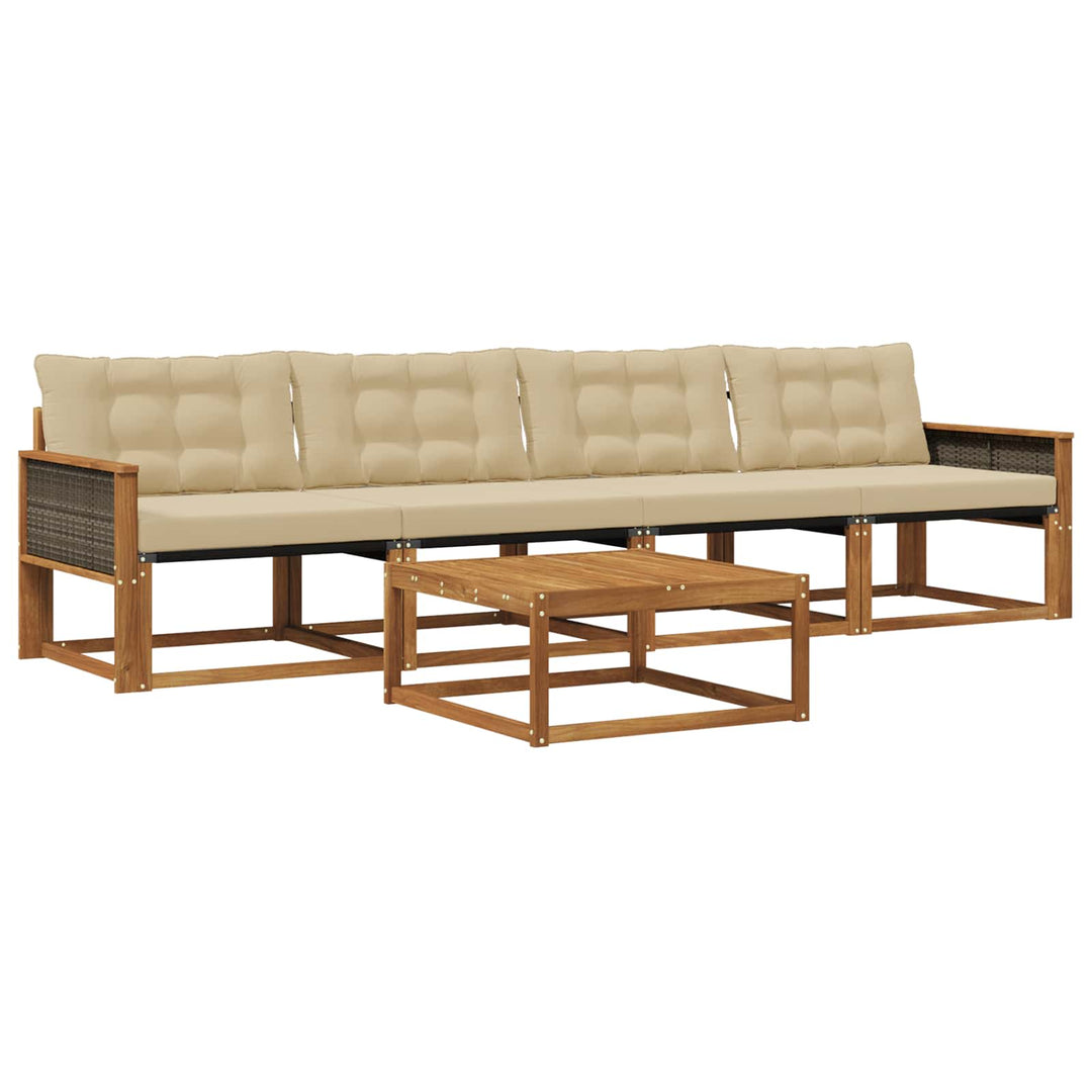 Udendørs sofagruppe med pude 5 pcs Naturlig og Beige