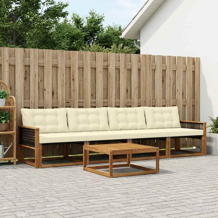 Udendørs sofagruppe med pude 5 pcs Naturlig og Fløde