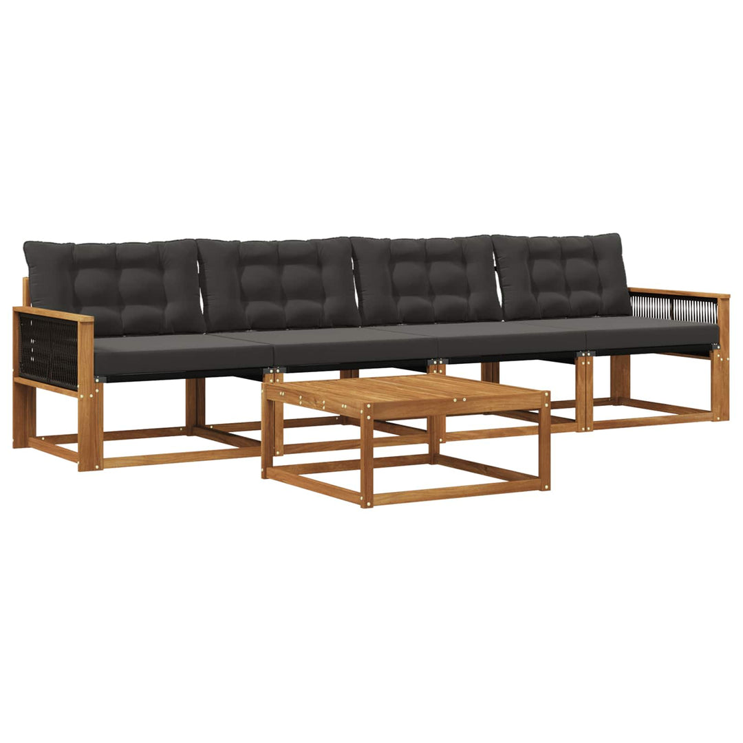 Udendørs sofagruppe med pude 5 pcs Naturfarvet og sort