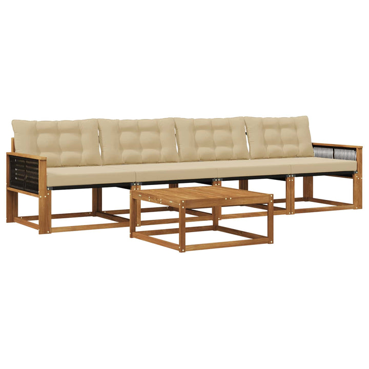 Udendørs sofagruppe med pude 5 pcs Naturlig og Beige