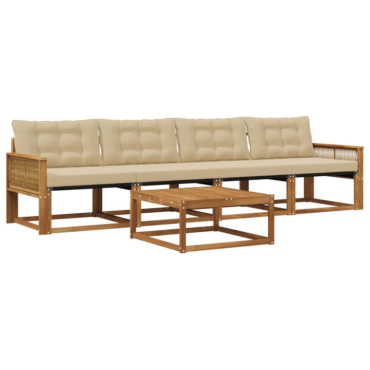 Udendørs sofagruppe med pude 5 pcs Naturlig og Beige