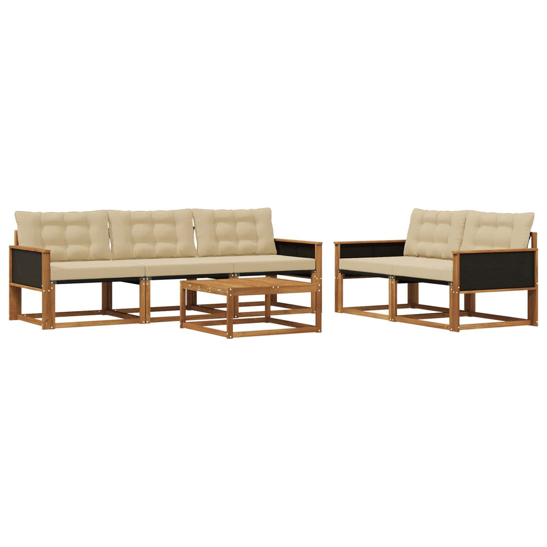 Udendørs sofagruppe med pude 6 pcs Naturlig og Beige