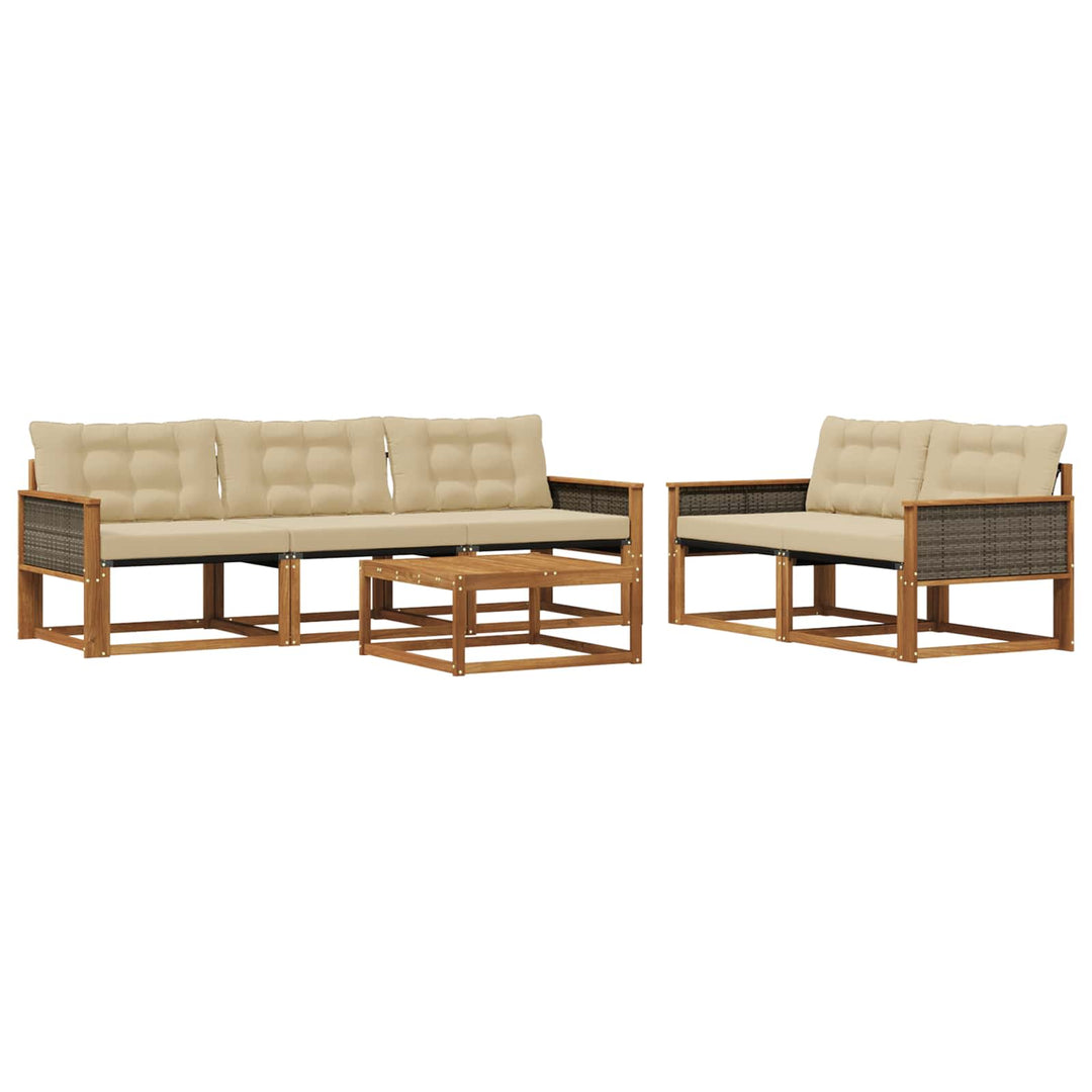Udendørs sofagruppe med pude 6 pcs Naturlig og Beige