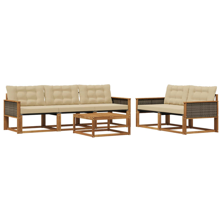 Udendørs sofagruppe med pude 6 pcs Naturlig og Beige