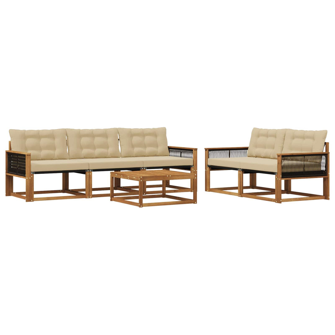 Udendørs sofagruppe med pude 6 pcs Naturlig og Beige