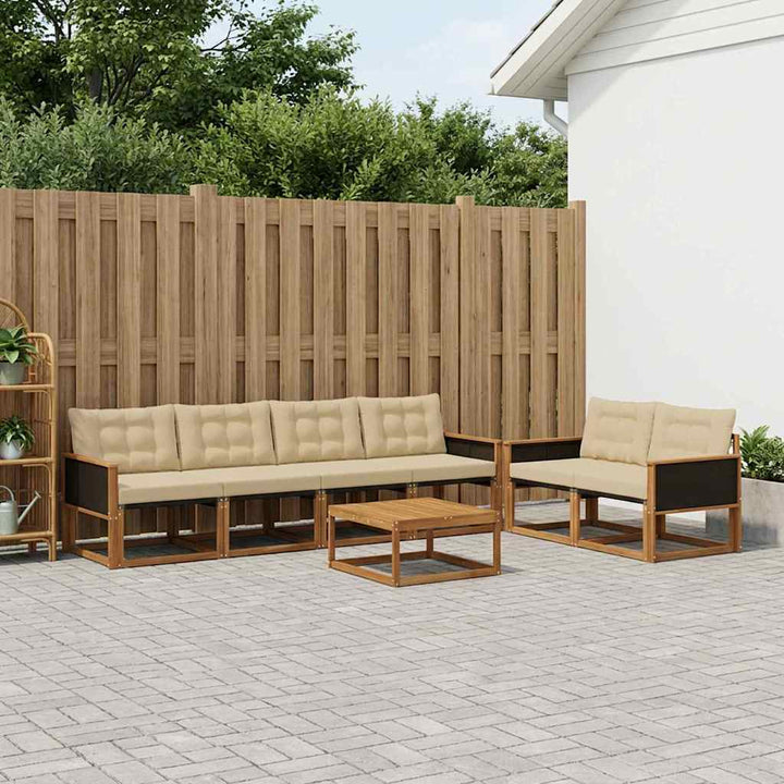 Udendørs sofagruppe med pude 7 pcs Naturlig og Beige