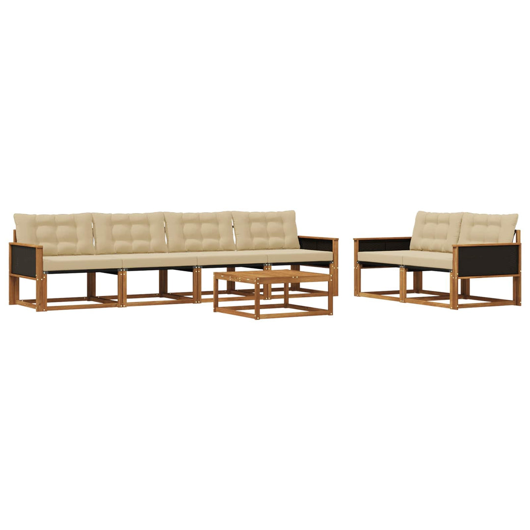 Udendørs sofagruppe med pude 7 pcs Naturlig og Beige