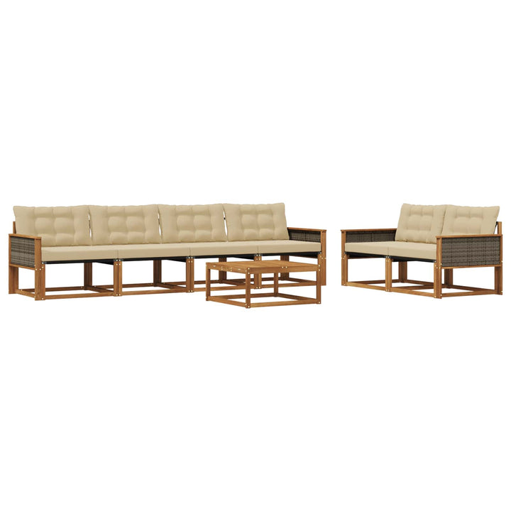 Udendørs sofagruppe med pude 7 pcs Naturlig og Beige
