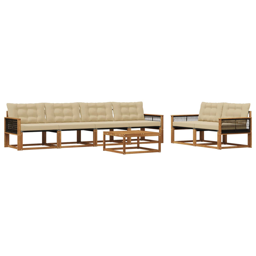 Udendørs sofagruppe med pude 7 pcs Naturlig og Beige