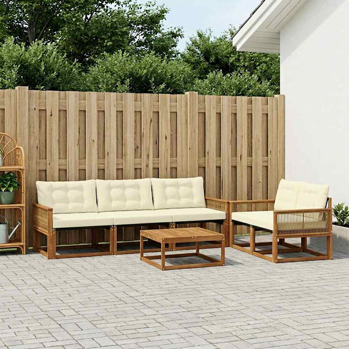 Udendørs sofagruppe med pude 7 pcs Naturlig og Fløde