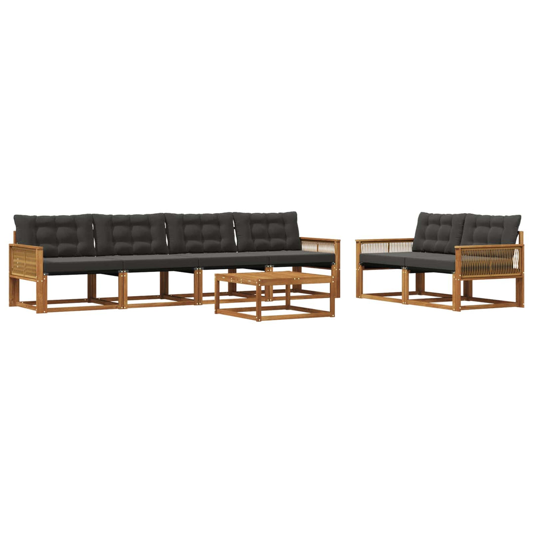Udendørs sofagruppe med pude 7 pcs Naturfarvet og sort