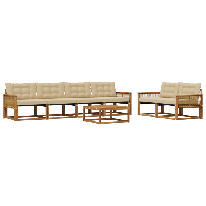 Udendørs sofagruppe med pude 7 pcs Naturlig og Beige