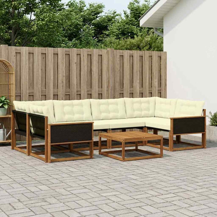 Udendørs sofagruppe med pude 7 pcs Naturlig og Fløde