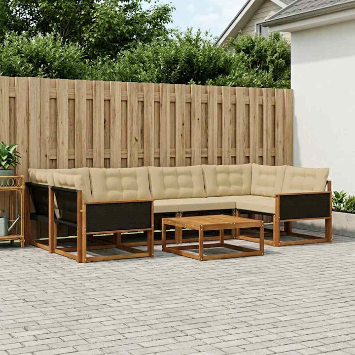 Udendørs sofagruppe med pude 7 pcs Naturlig og Beige
