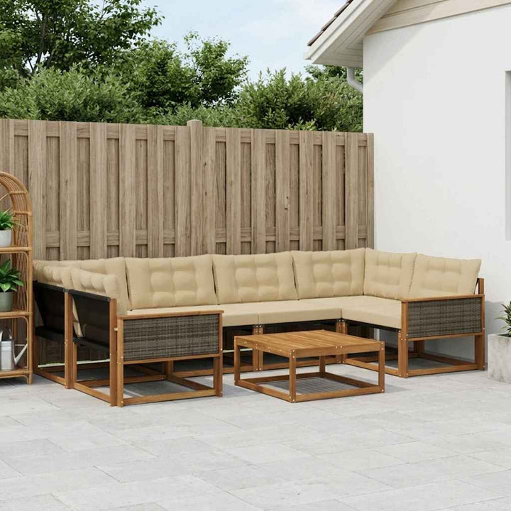 Udendørs sofagruppe med pude 7 pcs Naturlig og Beige