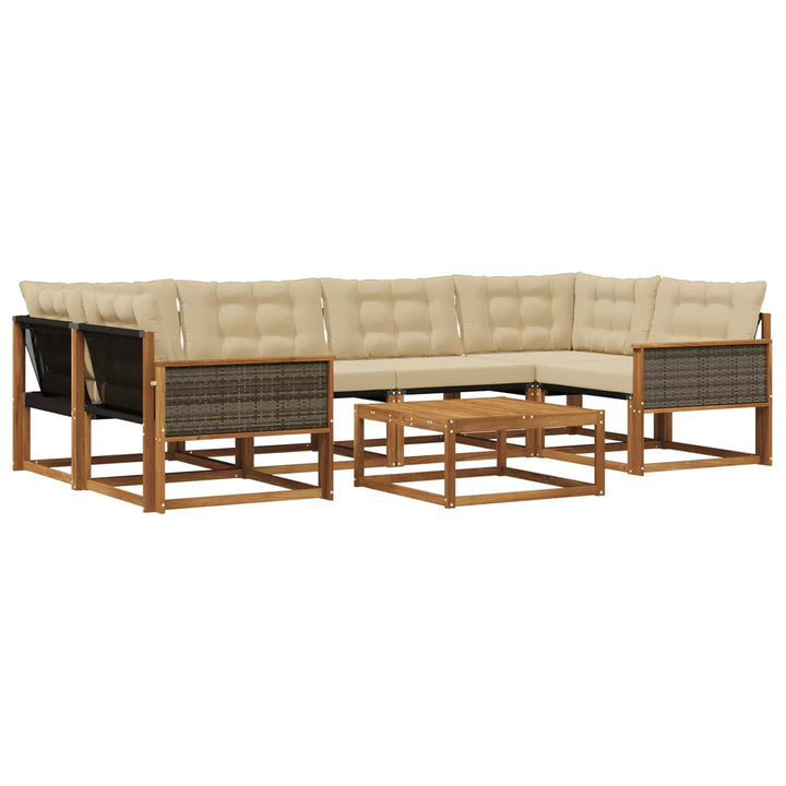 Udendørs sofagruppe med pude 7 pcs Naturlig og Beige