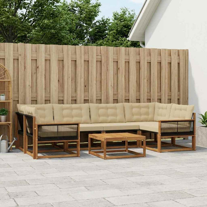 Udendørs sofagruppe med pude 7 pcs Naturlig og Beige