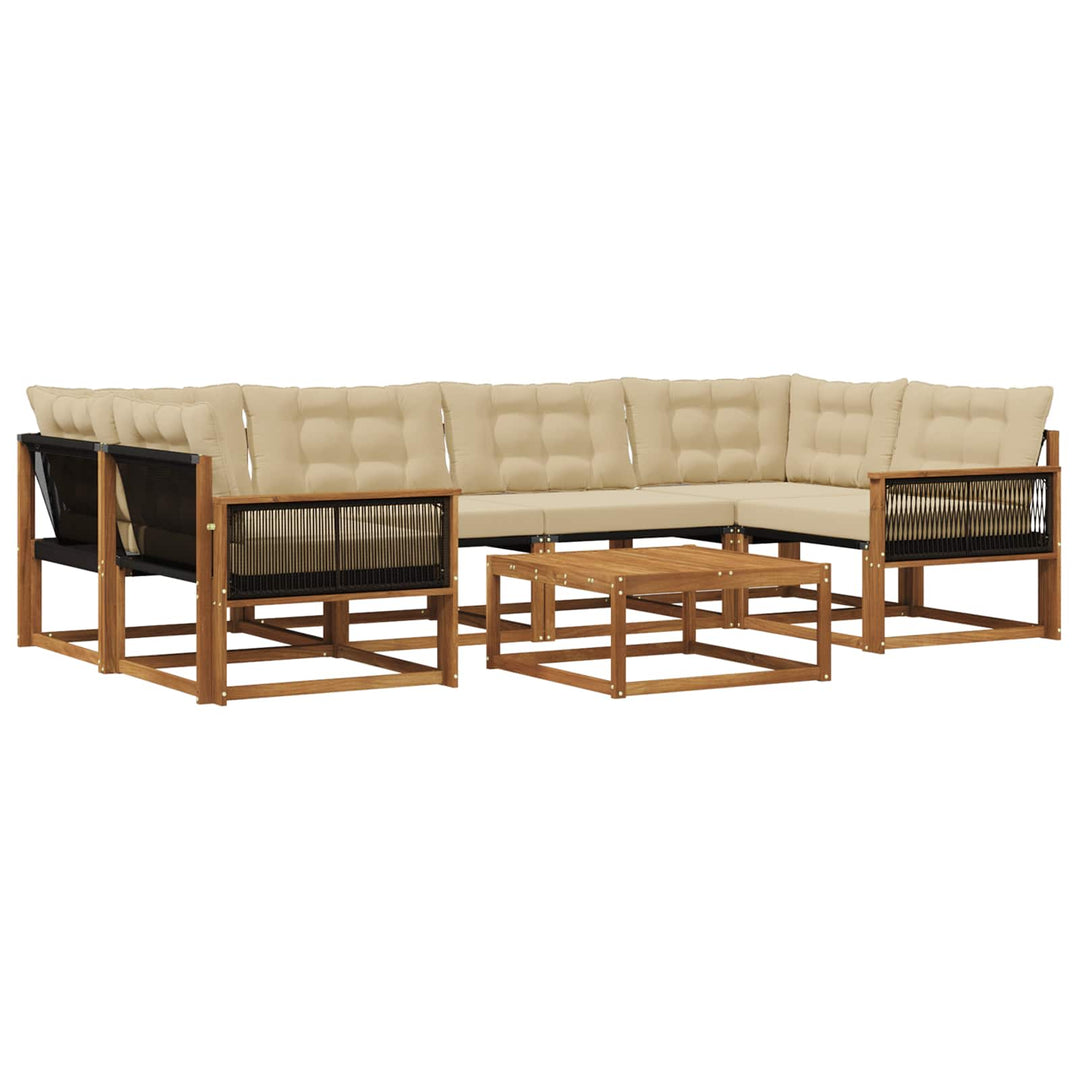 Udendørs sofagruppe med pude 7 pcs Naturlig og Beige