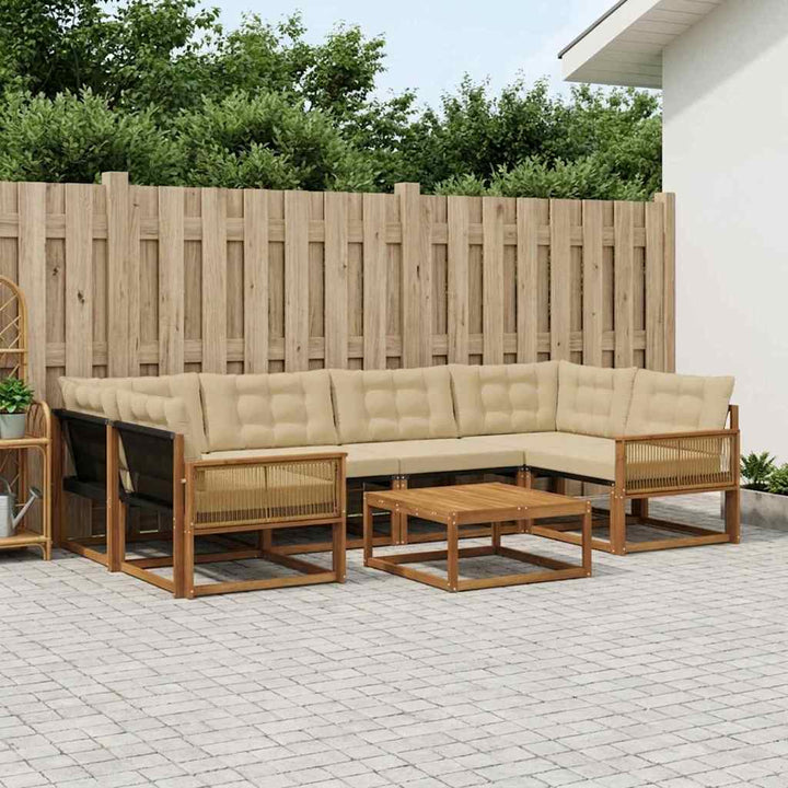 Udendørs sofagruppe med pude 7 pcs Naturlig og Beige