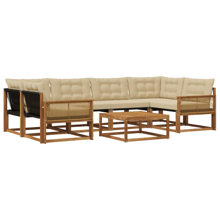 Udendørs sofagruppe med pude 7 pcs Naturlig og Beige