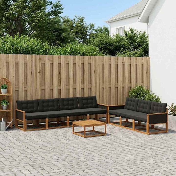 Udendørs sofagruppe med pude 8 pcs Naturfarvet og sort