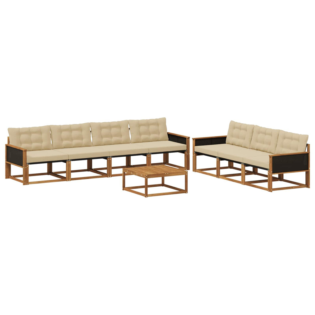 Udendørs sofagruppe med pude 8 pcs Naturlig og Beige