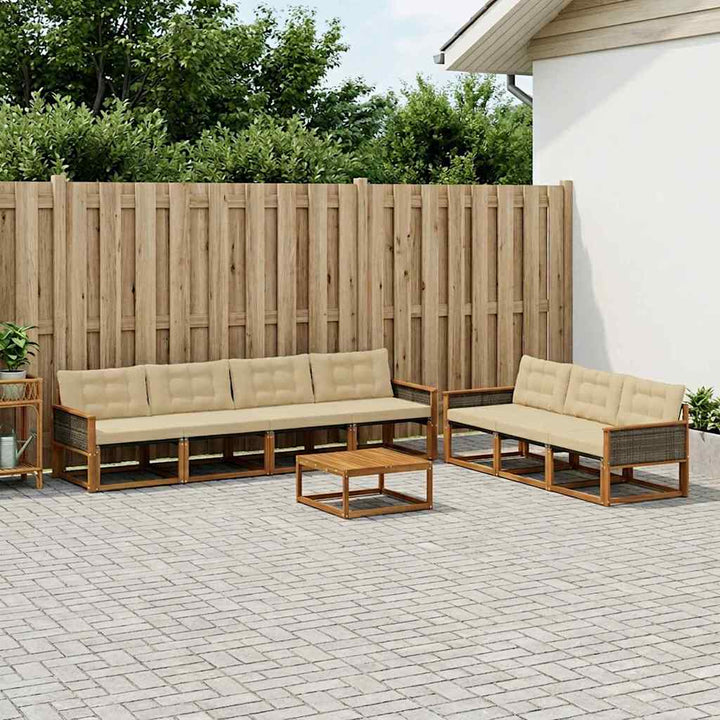 Udendørs sofagruppe med pude 8 pcs Naturlig og Beige