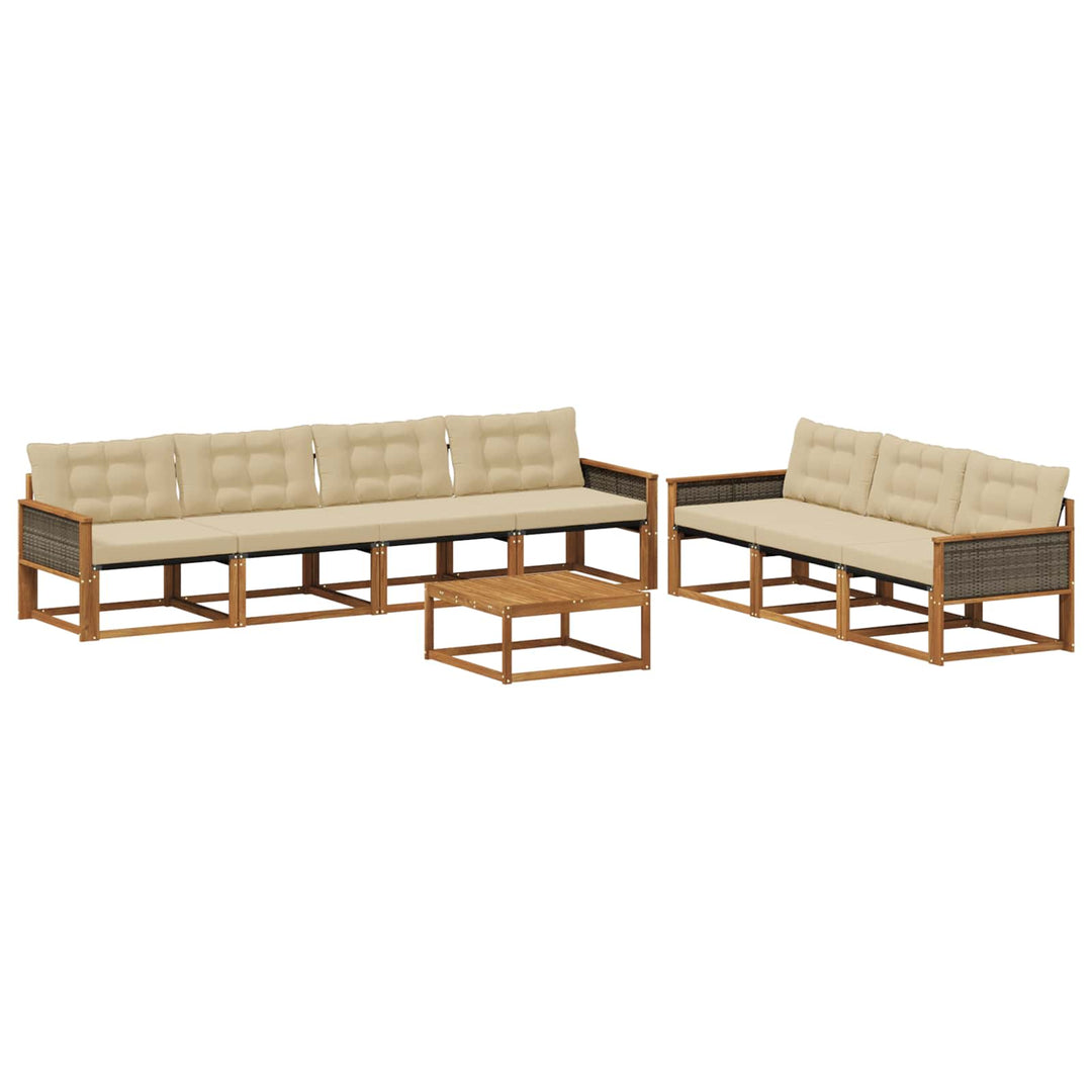 Udendørs sofagruppe med pude 8 pcs Naturlig og Beige