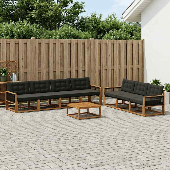 Udendørs sofagruppe med pude 8 pcs Naturfarvet og sort