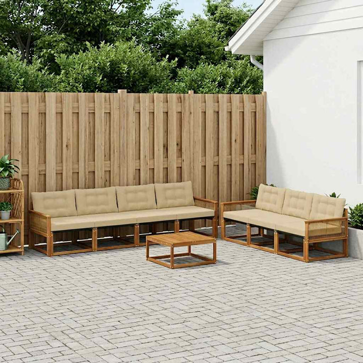 Udendørs sofagruppe med pude 8 pcs Naturlig og Beige