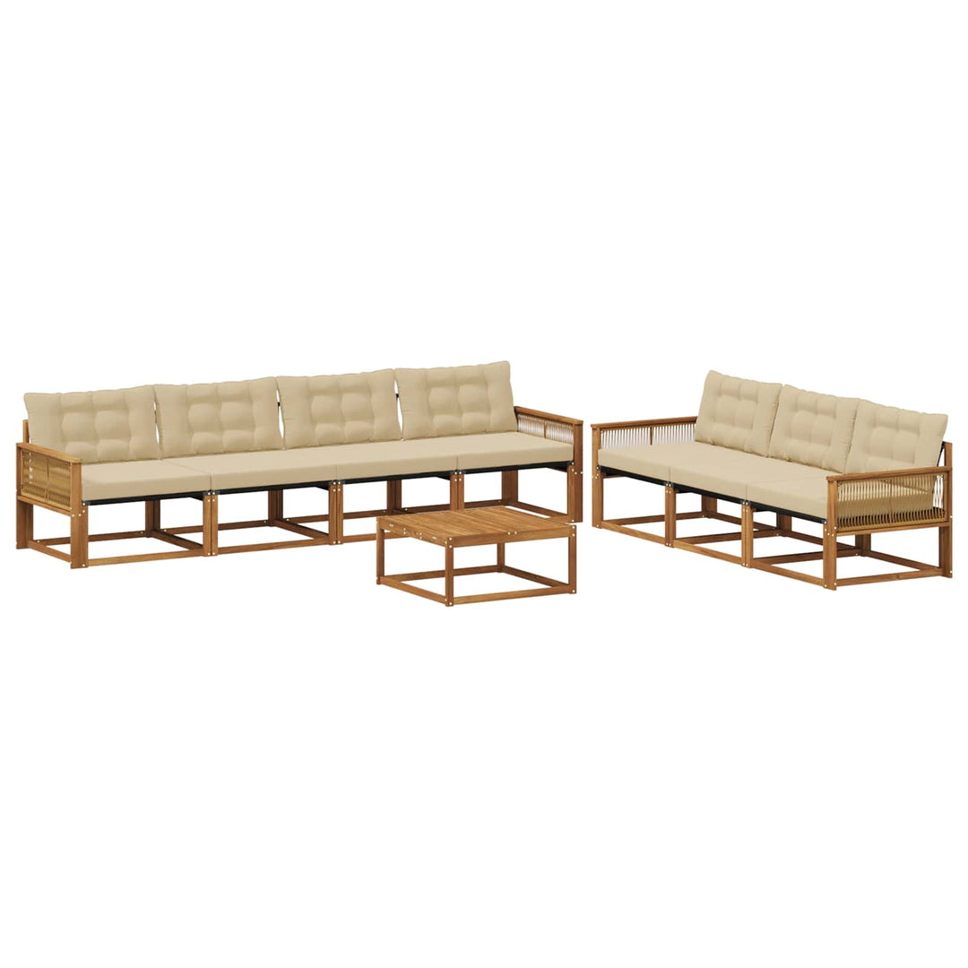 Udendørs sofagruppe med pude 8 pcs Naturlig og Beige
