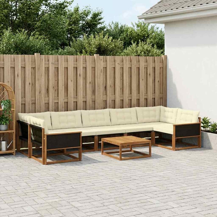 Udendørs sofagruppe med pude 8 pcs Naturlig og Fløde