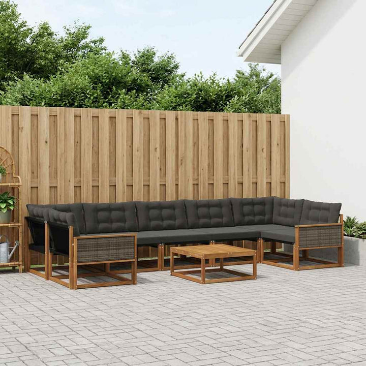 Udendørs sofagruppe med pude 8 pcs Naturfarvet og sort