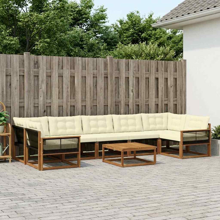 Udendørs sofagruppe med pude 8 pcs Naturlig og Fløde