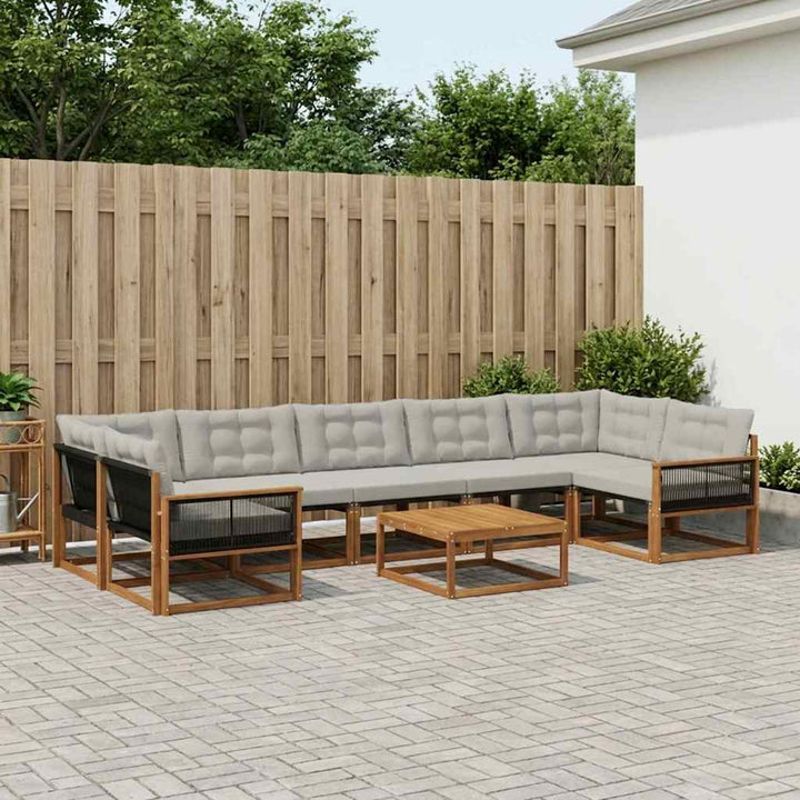 Udendørs sofagruppe med pude 8 pcs Naturfarvet og lysegrå