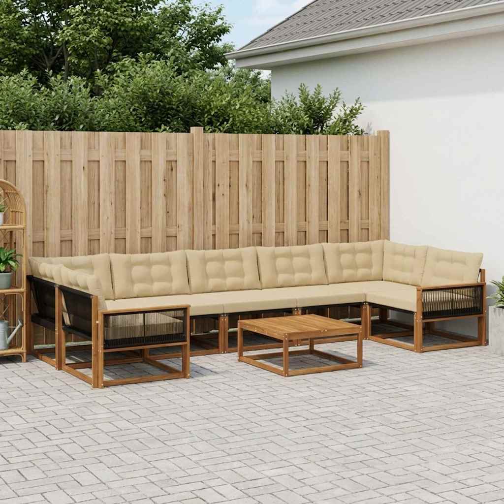 Udendørs sofagruppe med pude 8 pcs Naturlig og Beige