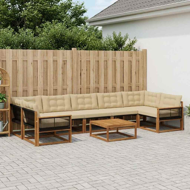Udendørs sofagruppe med pude 8 pcs Naturlig og Beige