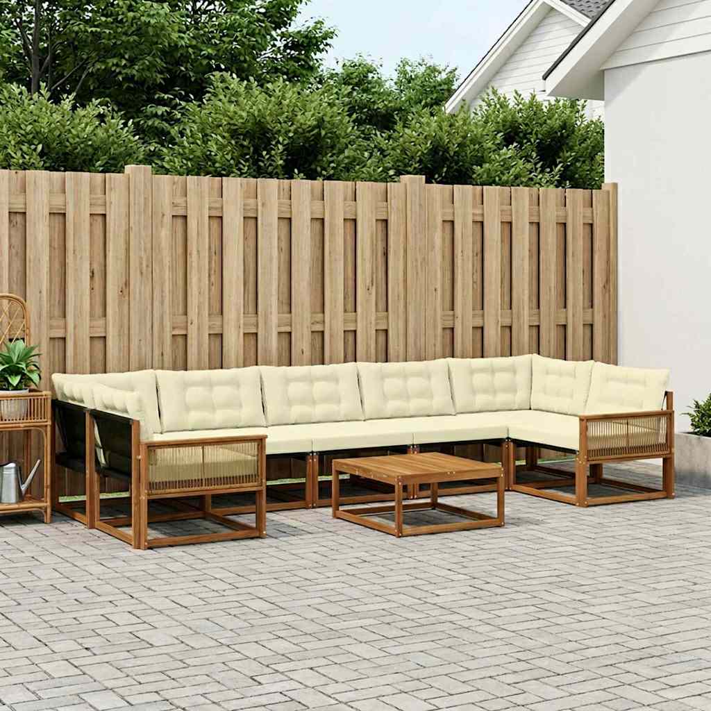 Udendørs sofagruppe med pude 8 pcs Naturlig og Fløde
