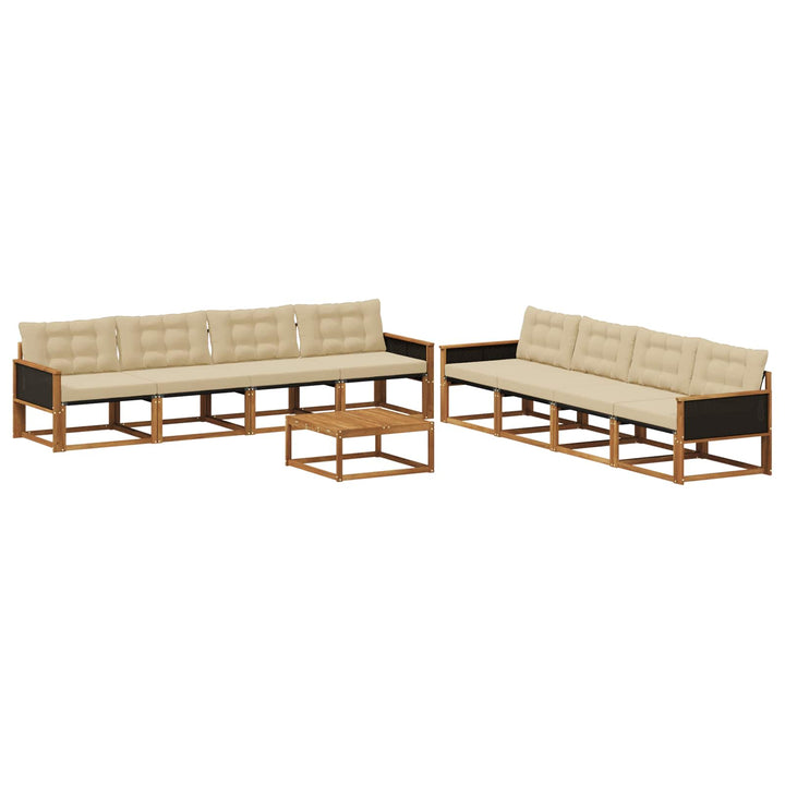 Udendørs sofagruppe med pude 9 pcs Naturlig og Beige