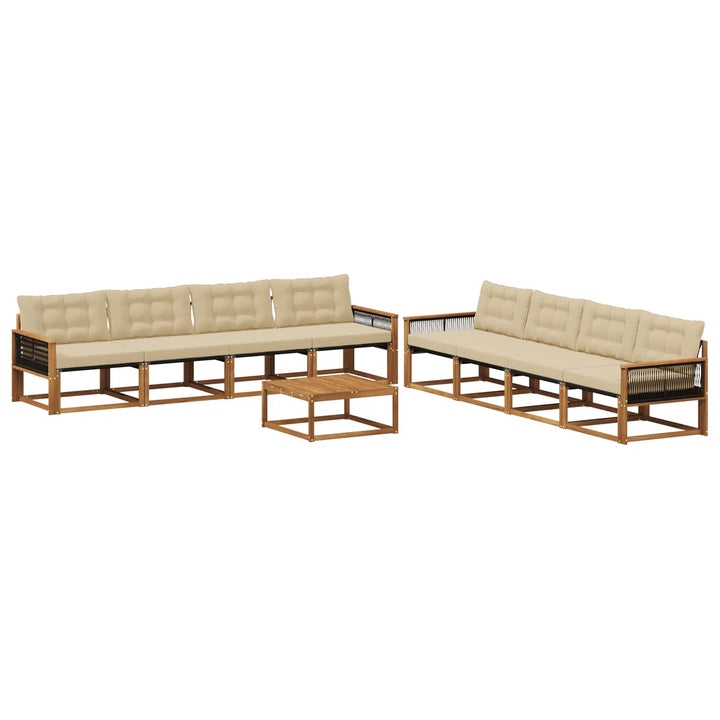 Udendørs sofagruppe med pude 9 pcs Naturlig og Beige