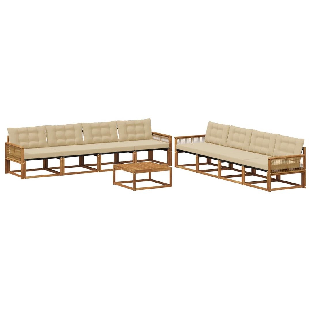 Udendørs sofagruppe med pude 9 pcs Naturlig og Beige