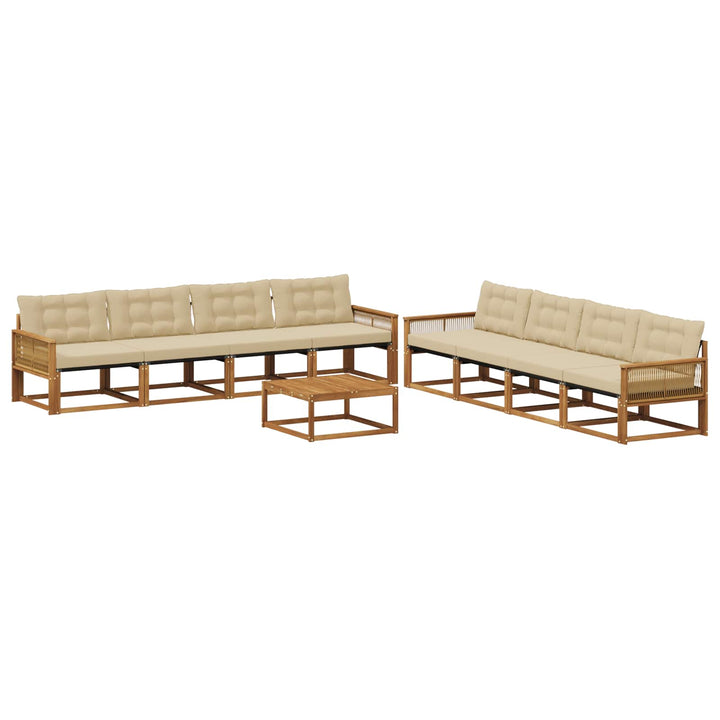 Udendørs sofagruppe med pude 9 pcs Naturlig og Beige