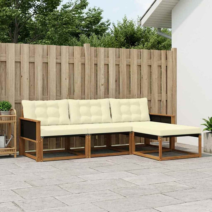 Udendørs sofagruppe med pude 4 pcs Naturlig og Fløde