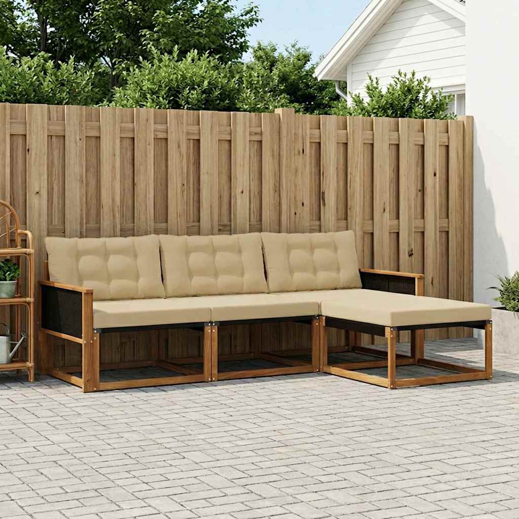 Udendørs sofagruppe 4 stk. Naturlig og Beige