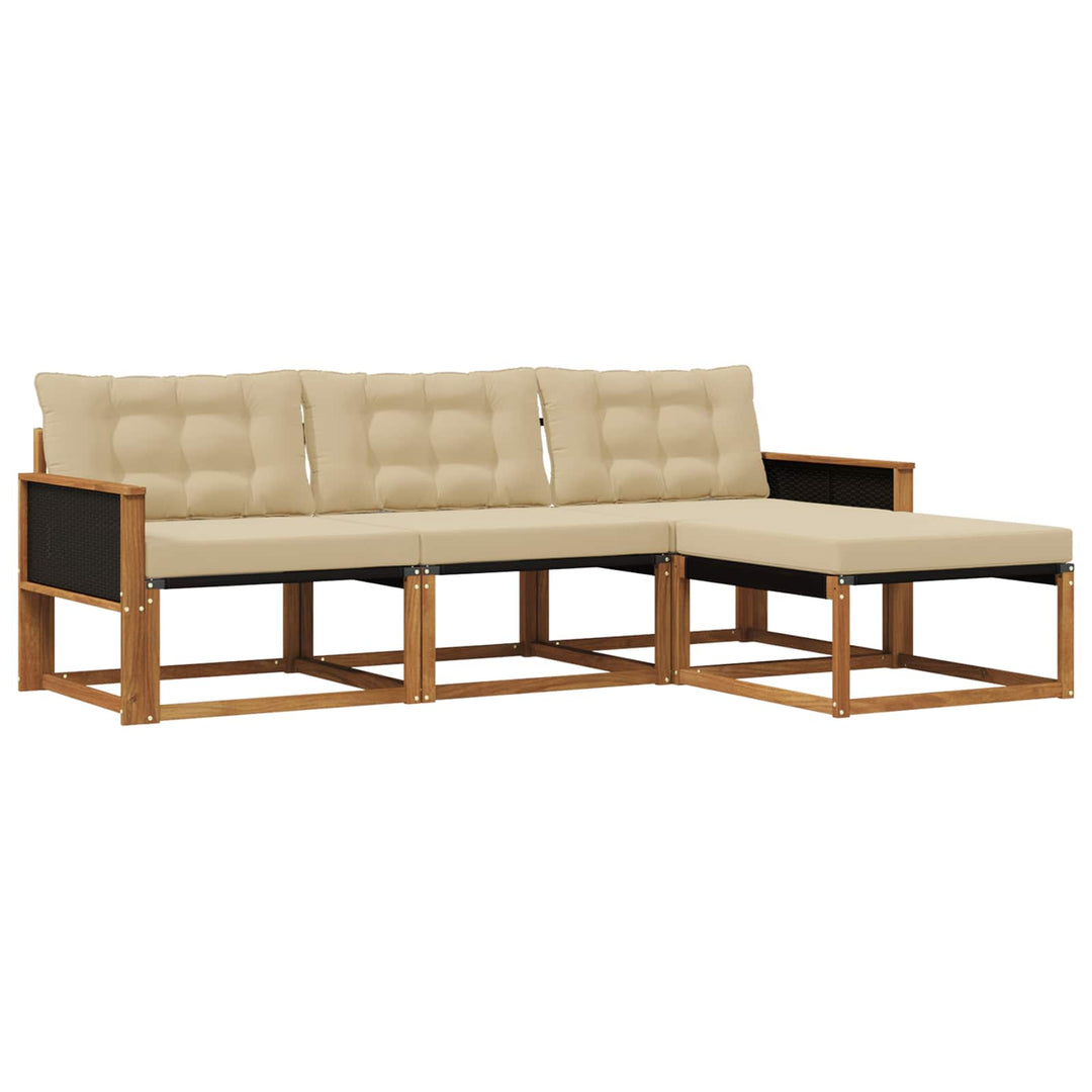 Udendørs sofagruppe med pude 4 pcs Naturlig og Beige