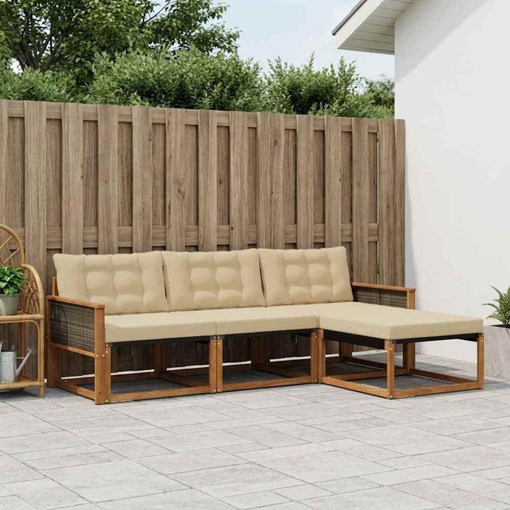 Udendørs sofagruppe med pude 4 pcs Naturlig og Beige