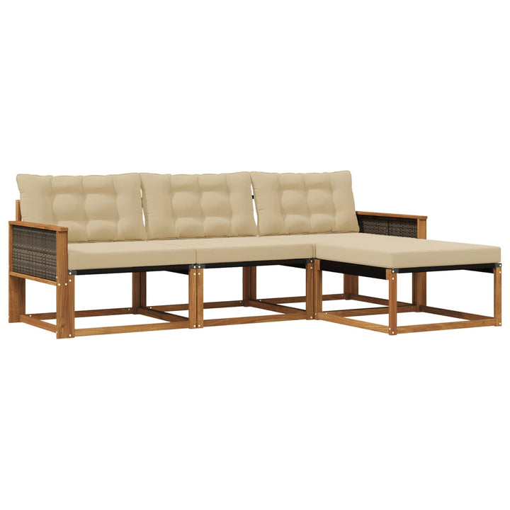 Udendørs sofagruppe med pude 4 pcs Naturlig og Beige