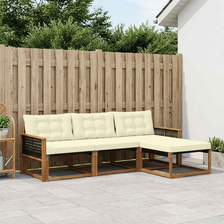 Udendørs sofagruppe med pude 4 pcs Naturlig og Fløde